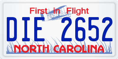 NC license plate DIE2652