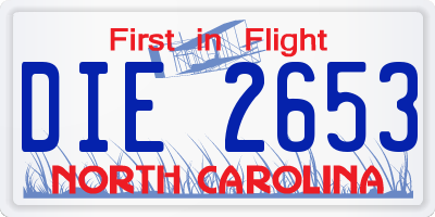 NC license plate DIE2653