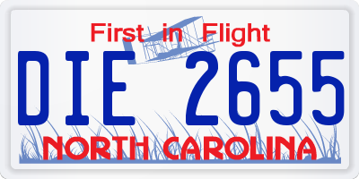 NC license plate DIE2655