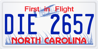 NC license plate DIE2657