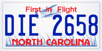 NC license plate DIE2658