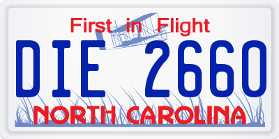 NC license plate DIE2660