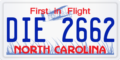 NC license plate DIE2662