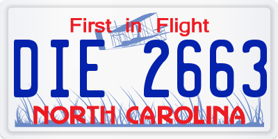 NC license plate DIE2663