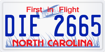 NC license plate DIE2665