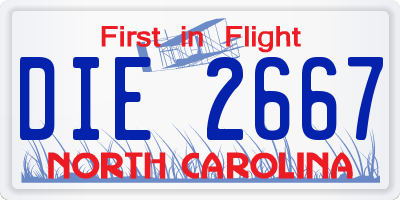 NC license plate DIE2667