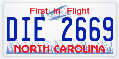 NC license plate DIE2669