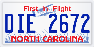 NC license plate DIE2672