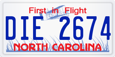 NC license plate DIE2674