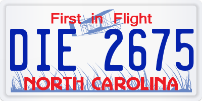 NC license plate DIE2675