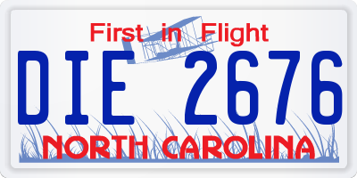 NC license plate DIE2676