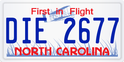 NC license plate DIE2677