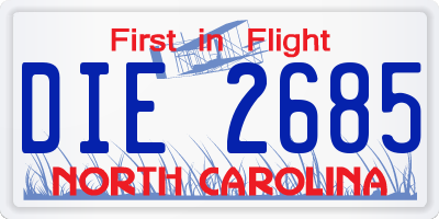 NC license plate DIE2685