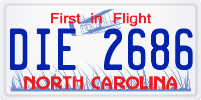 NC license plate DIE2686