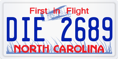 NC license plate DIE2689