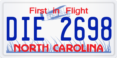 NC license plate DIE2698