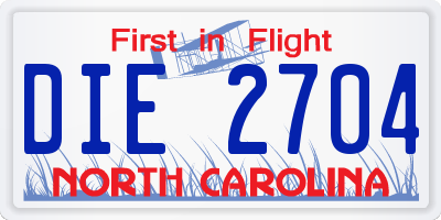 NC license plate DIE2704