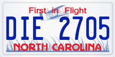 NC license plate DIE2705