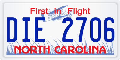 NC license plate DIE2706