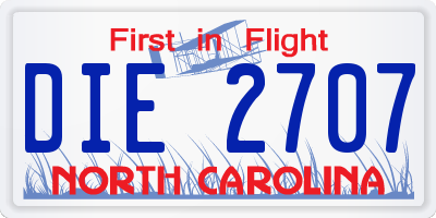 NC license plate DIE2707