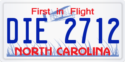 NC license plate DIE2712