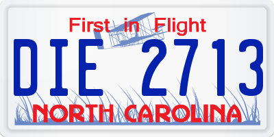 NC license plate DIE2713