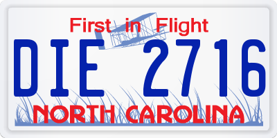 NC license plate DIE2716