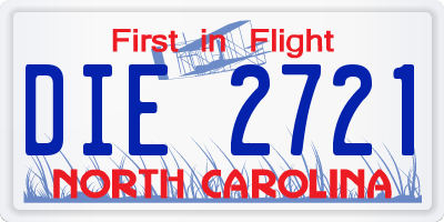 NC license plate DIE2721