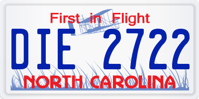 NC license plate DIE2722