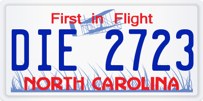 NC license plate DIE2723