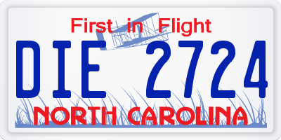 NC license plate DIE2724