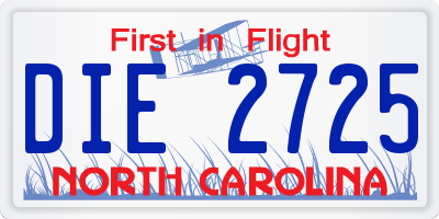NC license plate DIE2725