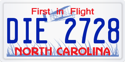 NC license plate DIE2728