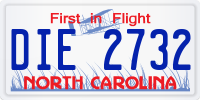 NC license plate DIE2732