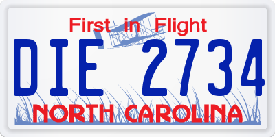 NC license plate DIE2734