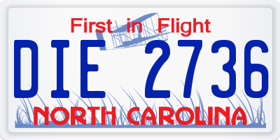 NC license plate DIE2736