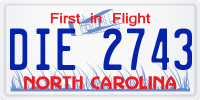 NC license plate DIE2743