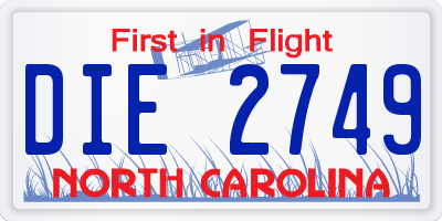 NC license plate DIE2749