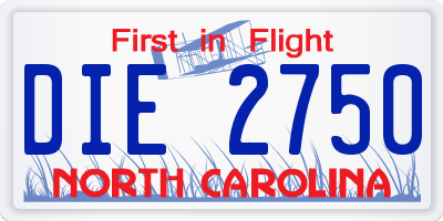 NC license plate DIE2750