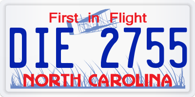 NC license plate DIE2755