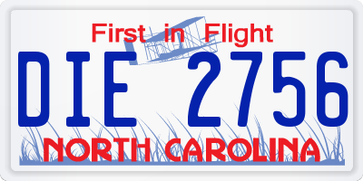 NC license plate DIE2756