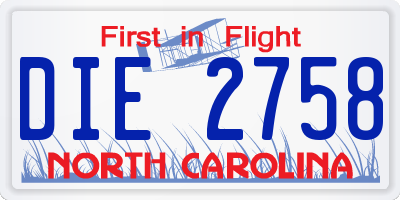 NC license plate DIE2758