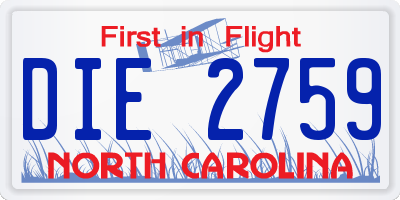 NC license plate DIE2759