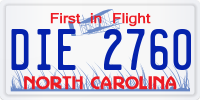 NC license plate DIE2760