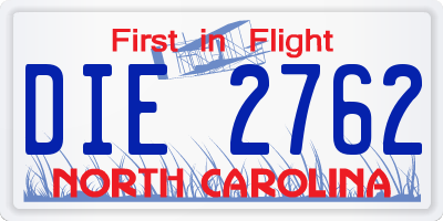 NC license plate DIE2762