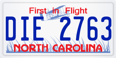 NC license plate DIE2763