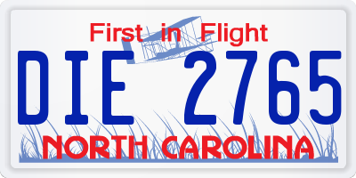 NC license plate DIE2765