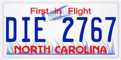 NC license plate DIE2767