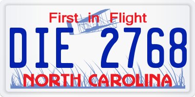 NC license plate DIE2768
