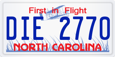 NC license plate DIE2770